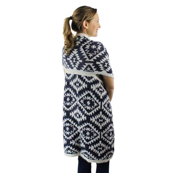 Knit Aztec Print Kimono Vest Cardigan - Picture 8 of 8